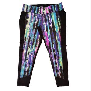 Lane Bryant Active Black Colorful Print High Waist Leggings Plussize 22/ 24 (3X)